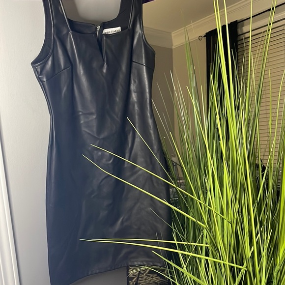 Black Pleather Mini Dress - Picture 2 of 4